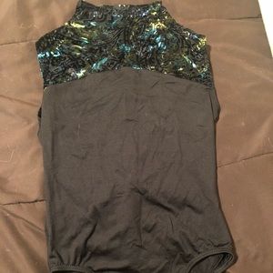 Black Leotard with high neck detail